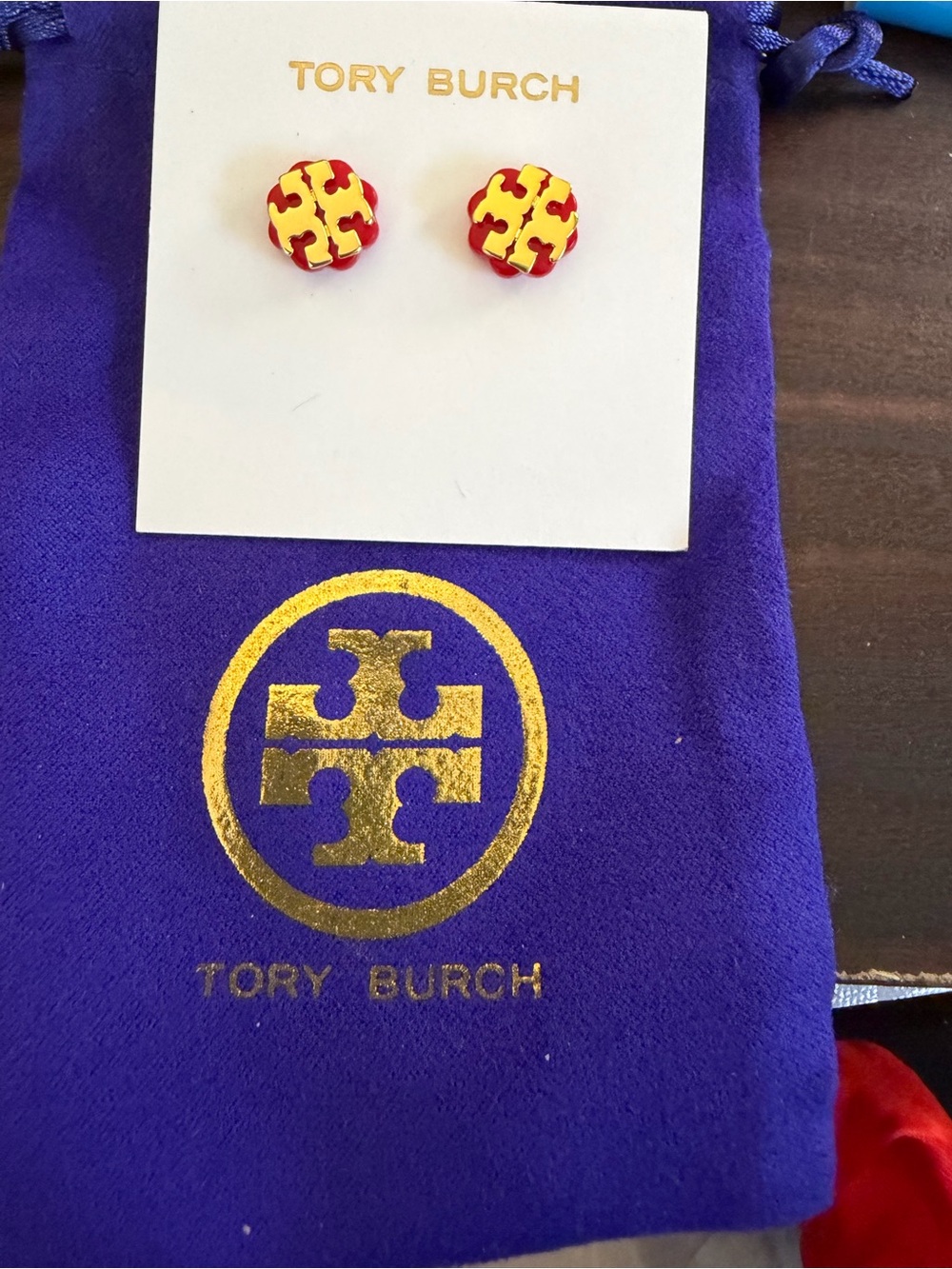 Tory Burch Gold Logo Back Stud Earrings
